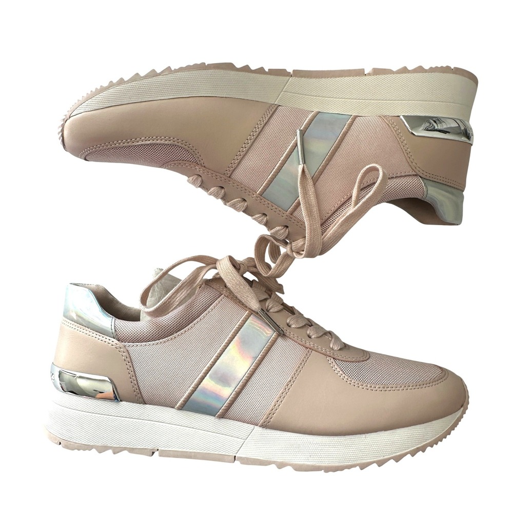 Michael Kors Trainer Sneakers Pink Iridescent Leather Mesh Womens 9M AN20L